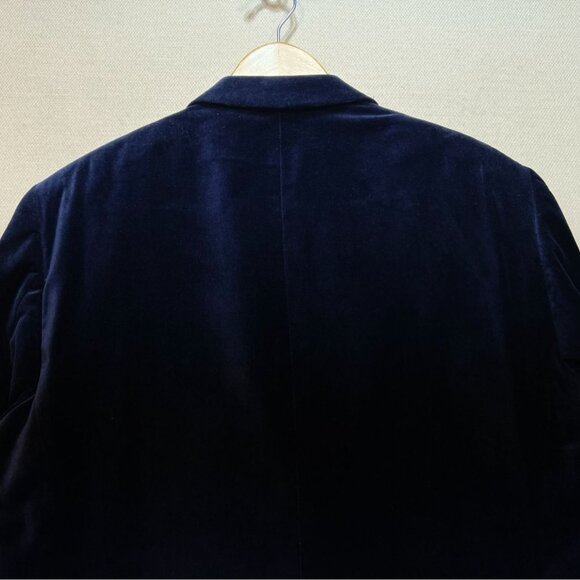 J. Ferrar Mens Velvet Coat Blazer Jacket Size 44R Navy Slim Fit Double Button - Picture 11 of 12